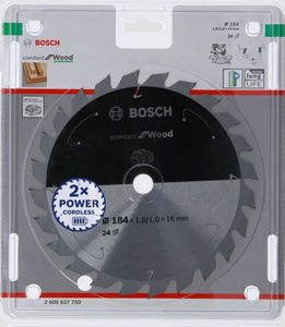 Bosch Accessories Bosch 2608837700 Hardmetaal-cirkelzaagblad 184 x 16 mm Aantal tanden: 24 1 stuk(s)