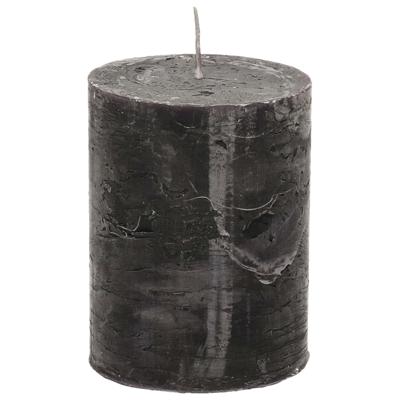 Stompkaars - zwart - 7 x 9 cm - middel rustiek model - cilinderkaars - kaars