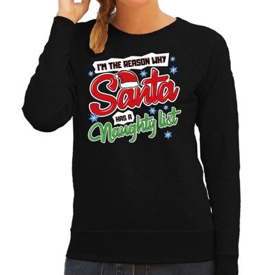 Foute Kersttrui - sweater - Im the reason why Santa has a naughty list - zwart - voor dames