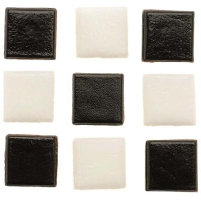 Glorex mozaiek steentjes/tegeltjes - starters pakket - vierkant - 280x stuks - wit/zwart - 1 x 1 cm