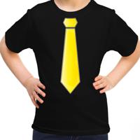 Verkleed t-shirt voor kinderen - stropdas - zwart - meisje - carnaval/themafeest kostuum