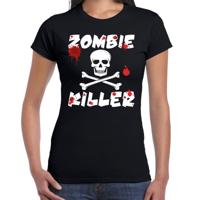 Zombie killer Halloween t-shirt - zwart - dames - Horror party verkleedkleding