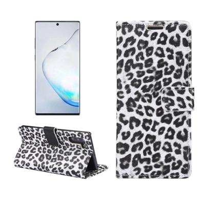 Luipaard patroon horizontale Flip lederen draagtas met houder & kaartsleuven voor Galaxy Note 10 (wit)