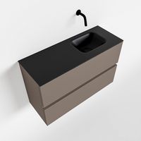 Toiletmeubel Mondiaz Ada | 80 cm | Meubelkleur Smoke | Lex wastafel Urban Rechts | Zonder kraangat