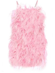 MSGM robe courte ornée de plumes d'autruche - Rose