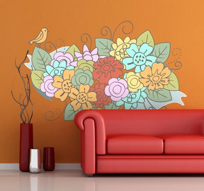 Sticker kleurrijke boeket bloemen