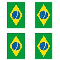 2x Stoffen vlaggenlijnen slingers Brazilie 3 meter   -