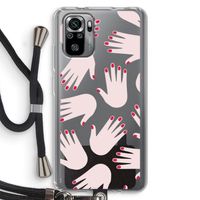Hands pink: Xiaomi Redmi Note 10S Transparant Hoesje met koord