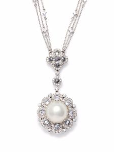 AUTORE collier Rococo en or blanc 18ct orné de diamants et de perles - Argent