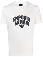 Emporio Armani t-shirt en coton mélangé à logo imprimé - Blanc