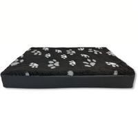 Topmast Hondenmatras - Furfleece Blokkussen - 125 x 90 x 10 cm - Zwart met Pootafdruk