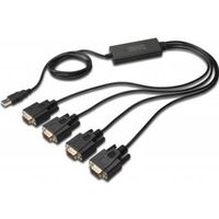 Digitus USB 2.0 - 4x RS-232 seriële kabel Zwart 1,5 m - thumbnail