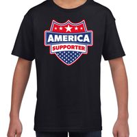 Amerika / America schild supporter t-shirt zwart voor kinderen - thumbnail