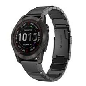 Stainless steel schakelband - Zwart - Garmin Fenix 7X / 6X / 5X