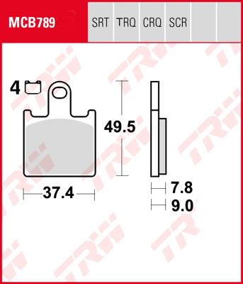 TRW Remblokken, en remschoenen voor de moto, MCB789TRQ Sinter track