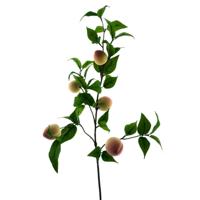 Kunstbloem fruit tak Perzik - 76 cm - losse steel - kunst zijdebloemen