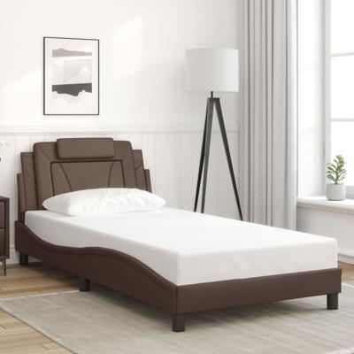 Bedframe met hoofdbord kunstleer bruin 100x200 cm