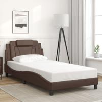 Bedframe met hoofdbord kunstleer bruin 100x200 cm