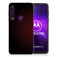 Motorola One Macro | TPU bumper | Geruit Rood