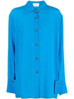 QUIRA chemise Boyfriend Jumbo Cuff en soie - Bleu