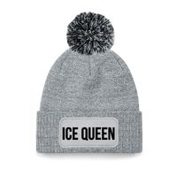 Ice queen muts met pompon unisex one size - Grijs - thumbnail