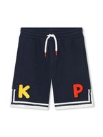 Kenzo Kids short en coton à patch logo - Bleu