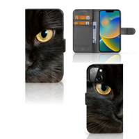 Apple iPhone 14 Telefoonhoesje met Pasjes Zwarte Kat - thumbnail