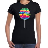 Gay Pride shirt - suck me - regenboog - dames - zwart