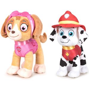 Paw Patrol knuffels set van 2x karakters Skye en Marshall 27 cm   -