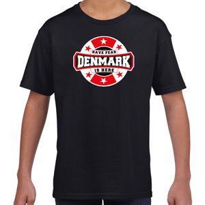 Have fear Denmark is here / Denemarken supporter t-shirt zwart voor kids