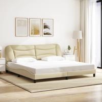 Bedframe zonder matras stof crèmekleurig 200x200 cm