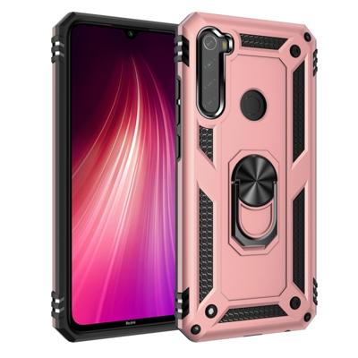 Voor Xiaomi Redmi Note 8 Armor schokbestendig TPU + PC beschermende case met 360 graden rotatie houder (Rose goud)