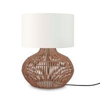 GOOD&MOJO Tafellamp 'Kalahari' Rotan en linnen, 48cm, kleur Naturel/Wit