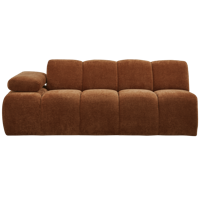 Woood Mojo 2-zits bank arm links ribstof Roestbruin