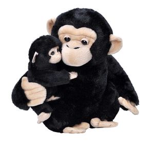 Pluche zwarte chimpansee aap met baby knuffel 38 cm speelgoed   -