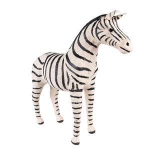 Clayre & Eef Beeld Zebra 28 cm Zwart Wit Papier Ijzer Textiel Woonaccessoires Zwart Woonaccessoires