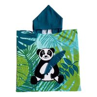 Bad cape/poncho voor kinderen panda print 60 x 120 cm microvezel - Badcapes - thumbnail