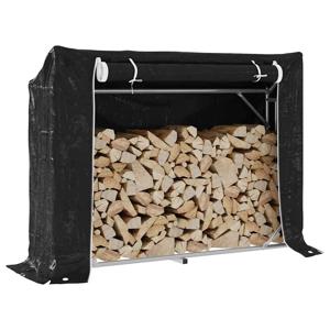 VidaXL Haardhoutrek met regenhoes 151x40,5x110,5 cm staal