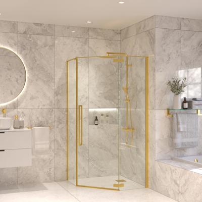 Vijfhoekige Douchecabine Sanivo Vigo 90x90x200 cm Geborsteld Messing Goud Vijfhoekige Douchecabine Sanivo Vigo 90x90x200 cm Geborsteld Messing Goud