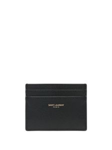 Saint Laurent porte-cartes en cuir à logo embossé - Noir