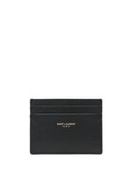 Saint Laurent porte-cartes en cuir à logo embossé - Noir