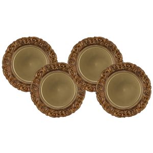 Set van 12x stuks kerstdiner onderborden rond goud 36 cm