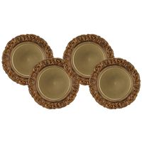 Set van 12x stuks kerstdiner onderborden rond goud 36 cm