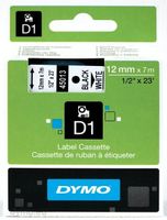 DYMO D1 -Standard Labels - Black on White - 12mm x 7m - thumbnail