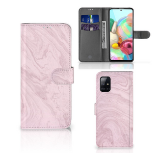 Samsung Galaxy A71 Bookcase Marble Pink - Origineel Cadeau Vriendin