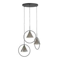 Giga Meubel - Hanglamp Grijs Glas - 45x45x180cm - 3-Lichts Getrapt