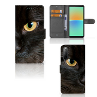 Sony Xperia 10 IV Telefoonhoesje met Pasjes Zwarte Kat - thumbnail