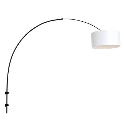 Steinhauer Wand BooglampSparkled zwart met lampenkap wit - 8136ZW