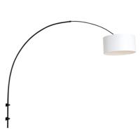Steinhauer Wand BooglampSparkled zwart met lampenkap wit - 8136ZW