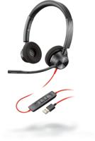 Plantronics Blackwire 3320-M On Ear headset Telefoon Kabel Stereo Zwart Noise Cancelling Volumeregeling, Microfoon uitschakelbaar (mute)
